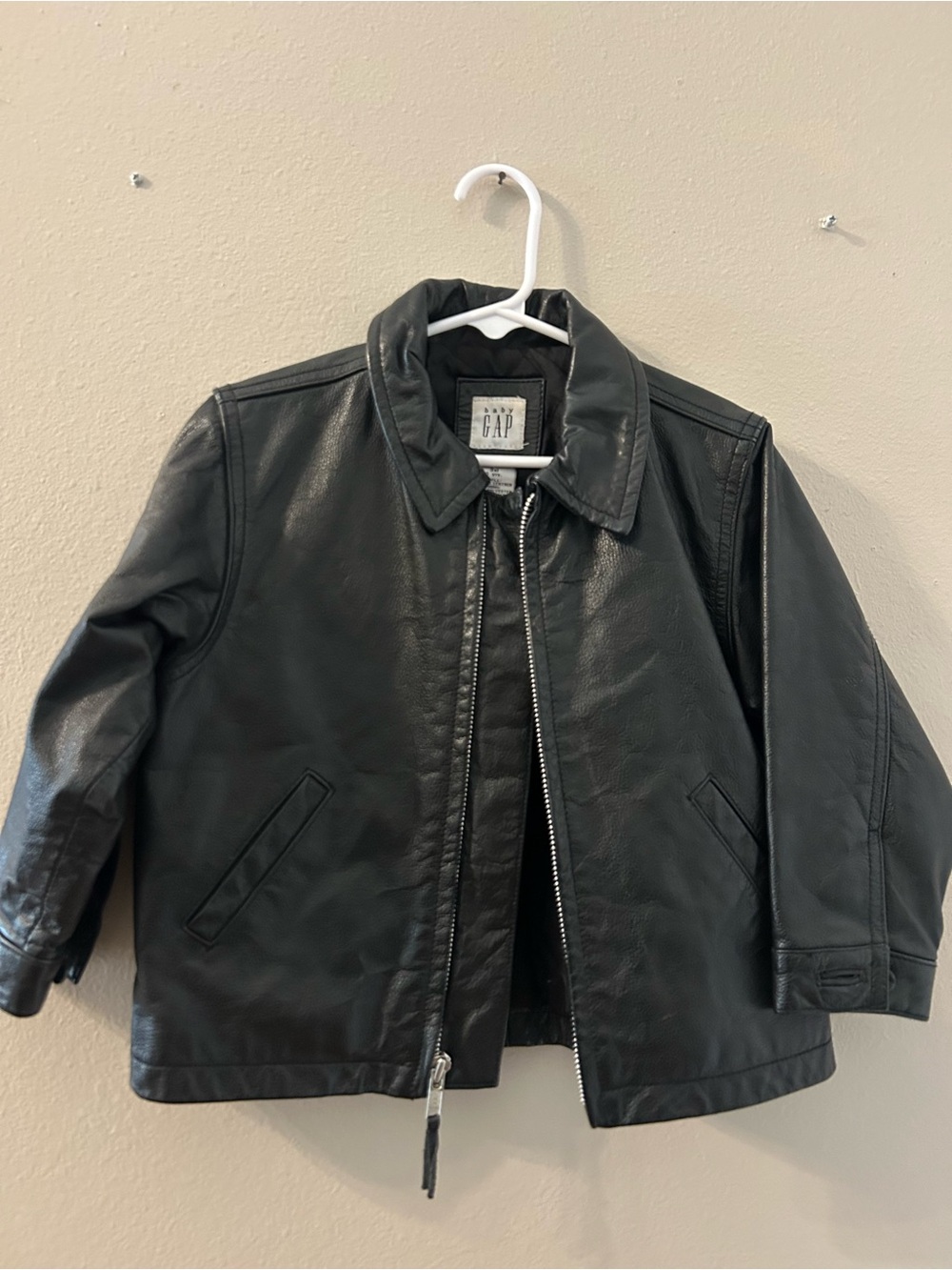 GAP Kids Black Leather Zip Jacket